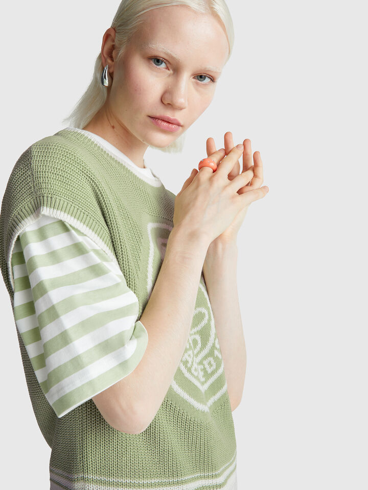SLEEVELESS SWEATER Femme image number 4